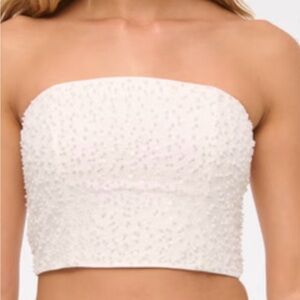 Abercrombie & Fitch Cream Beaded Crop Top